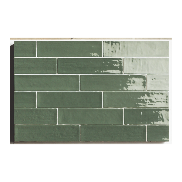 Natucer Zellige Green 6,2x25 zielona płytka cegiełka