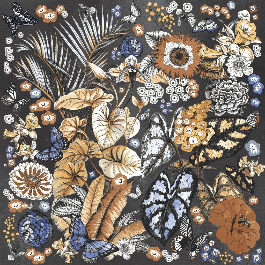 Fanal Decor Hydra Black 90x90 płytka w kolorowe kwiaty