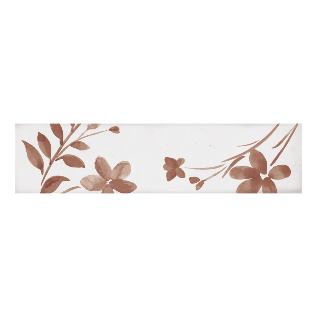 Harmony Aqua Brown Decor 6x24,6 płytka cegiełka w kwiaty