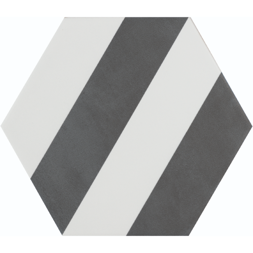 Mykonos Soho Stripes Black 19,8x22,9 płytka heksagonalna w paski