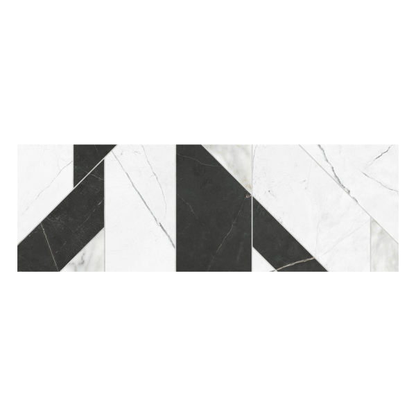 Keros Vernazza Regio 30x90 biało-czarna płytka ścienna