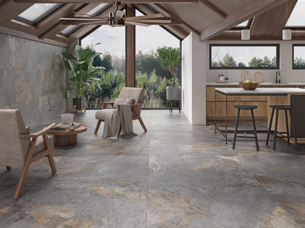 Fanal Nebula Silver łupek metaliczny 90x90