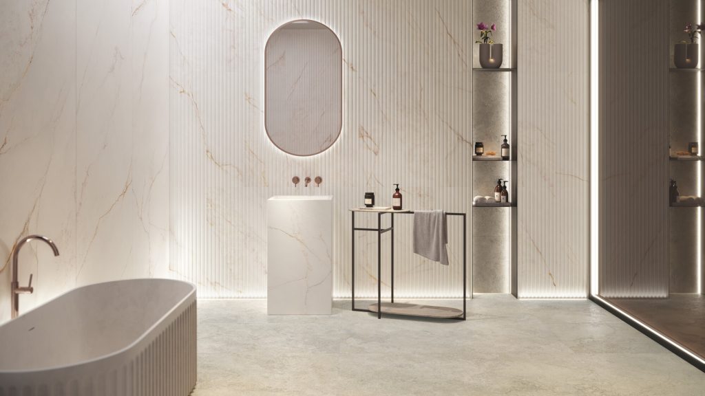 Museum Dhalia White Decor SP/33,3x100/R biała płytka z żyłką