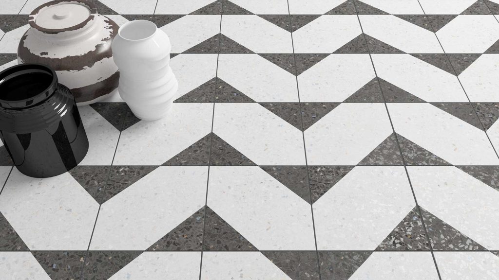 Wow Natural Bit Decor Graphite 18,5x18,5 płytka w biało-czarny wzór